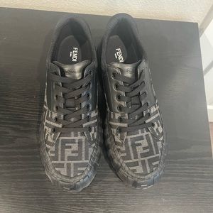 Fendi Force Black Fabric Low-tops Size 10